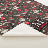 ウィンターマウンテンスキートリップテーマパターンモノグラムSh シェルパブランケット (3/4)