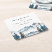 ウィンターマウンテンズパインツ結婚リー スクエアペーパーコースター (アングル)