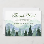ウィンターマウンテンツリーシ結婚ーンのサンキューカード 招待状 (正面)