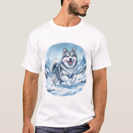 ウィンターマウンテンドッグチェストプリント Tシャツ