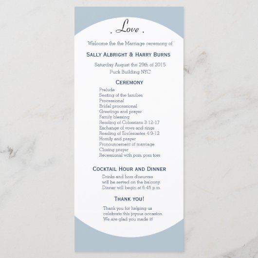 ウィンターマウンテンパインズ結婚式 プログラムライト プログラム (裏面)