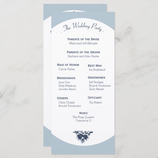 ウィンターマウンテンパインズ結婚式 プログラムライト プログラム (正面/裏面)