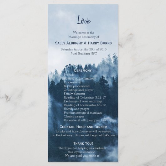 ウィンターマウンテンパインズ結婚式 プログラム (裏面)