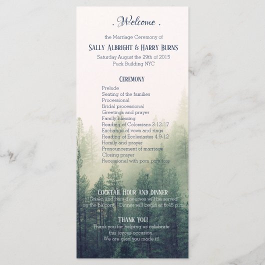 ウィンターマウンテンパインズ結婚式 プログラム (裏面)