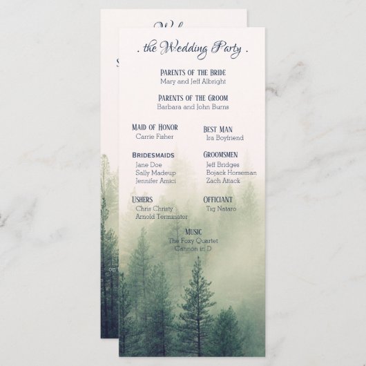 ウィンターマウンテンパインズ結婚式 プログラム (正面/裏面)