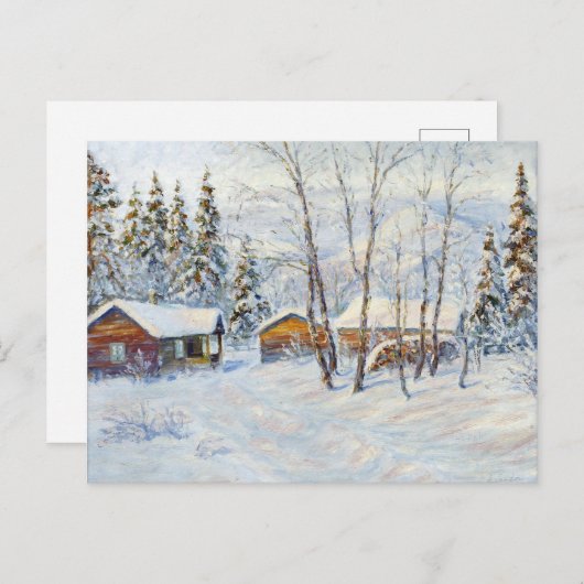 ウィンターマウンテンファームクリスマス絵画ズ ポストカード (正面/裏面)