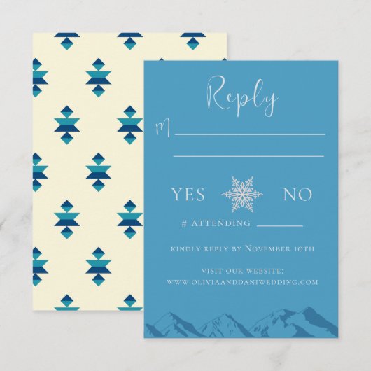 ウィンターマウンテンフラワー ウェディング レスポンスカード (正面/裏面)