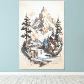 ウィンターマウンテンリトリート キャンバスプリント (インサイチュ (ウッドフロア))