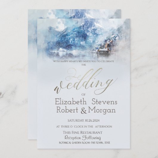 ウィンターマウンテンレイクスノー結婚ズ 招待状 (正面/裏面)