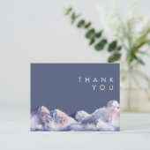 ウィンターマウンテン夕べ結婚ズサンキューハガキ ポストカード (スタンド正面)