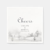 ウィンターマウンテン結婚フォレスト応援 スタンダードカクテルナプキン (正面)