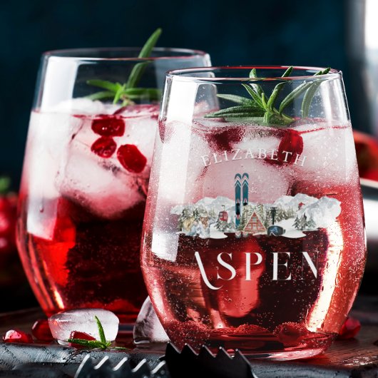 ウィンターマウンテン | スキーバチェロレッテパーティー ステムなしワイングラス