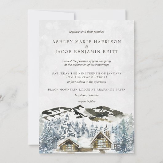ウィンターマウン素朴テン結婚式招待状 招待状 (正面)