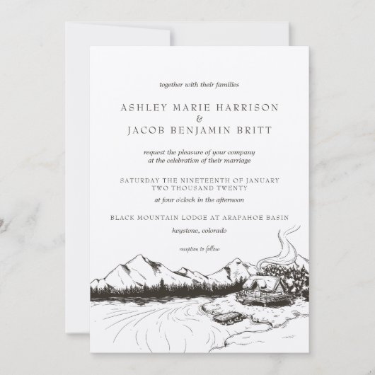 ウィンターマウン素朴テン結婚式招待状 招待状 (正面)