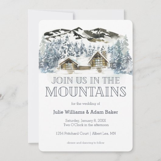 ウィンターマウン結婚テン/パーティの招待状 招待状 (正面)