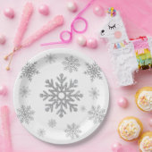 ウィンターマジック シルバー スノーフレーク ペーパープレート (パーティー)