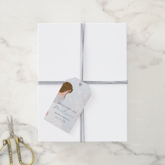 ウィンターミスカンス15誕生日キンセアニラブルー ギフトタグ (より糸付き)