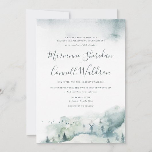 ウィンターミステレIIスクリプフォーマルト結婚式招待状 招待状 (正面)