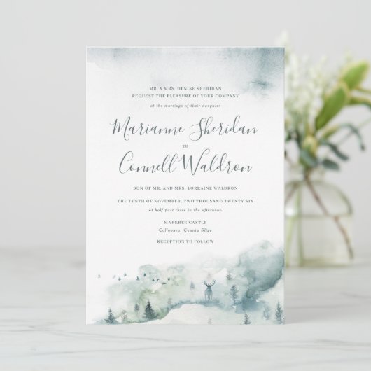 ウィンターミステレIIスクリプフォーマルト結婚式招待状 招待状 (スタンド正面)