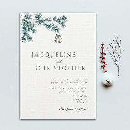 ウィンターミニマルエレガントリストパイン結婚シック 招待状