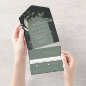 ウィンターメドウグリーンボタニカルアーチ結婚ーズ オールインワン招待状 (貼ってはがせる)