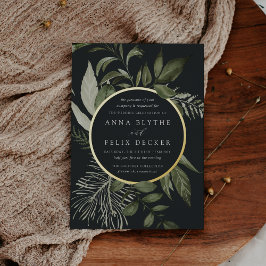 ウィンターメドウグリーンボタニッ結婚クス 箔招待状