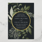 ウィンターメドウグリーンボタニッ結婚クス 箔招待状 (正面)