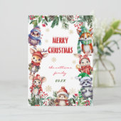 ウィンターメリークリスマスウッドランド動物テーマ カード (スタンド正面)