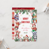ウィンターメリークリスマスウッドランド動物テーマ カード (正面/裏面インサイチュ)