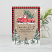 ウィンターメリークリスマスパーティーヴィンテージレッドトラック 招待状 (スタンド正面)