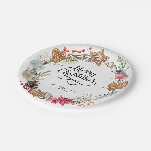 ウィンターメリークリスマスパーティー ペーパープレート (アングル)
