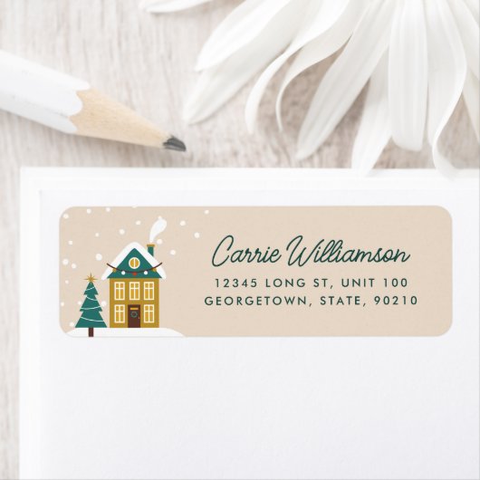 ウィンターモダンホリデーハウス差出人住所ラベル ラベル (インサイチュ)