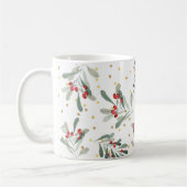 ウィンターモダンホリデーボタニカルズ金ゴールドドット コーヒーマグカップ (左)