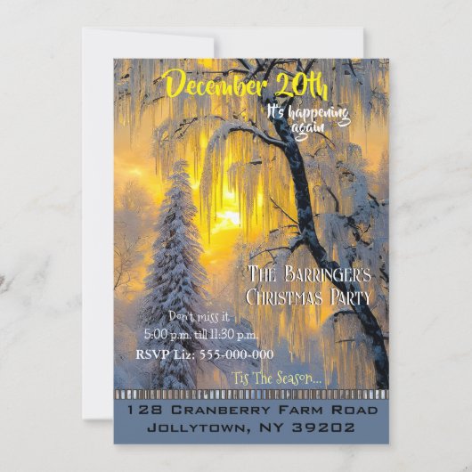 ウィンターモーニングビューティフルクリスマスパーティー招待状 招待状 (正面)