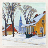 ウィンターモーニング、素晴らしClarence Gagnonによるアート ガラスコースター (正面)