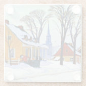 ウィンターモーニング、素晴らしClarence Gagnonによるアート ガラスコースター (裏面)