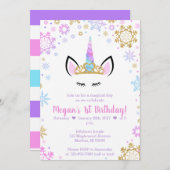 ウィンターユニコーン誕生日招待状 招待状 (正面/裏面)