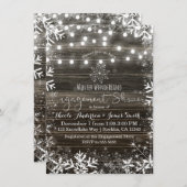 ウィンターライツスノーフレーク素朴婚約シャワー 招待状 (正面/裏面)