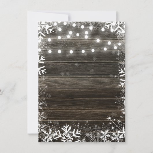 ウィンターライツスノーフレーク素朴婚約シャワー 招待状 (裏面)