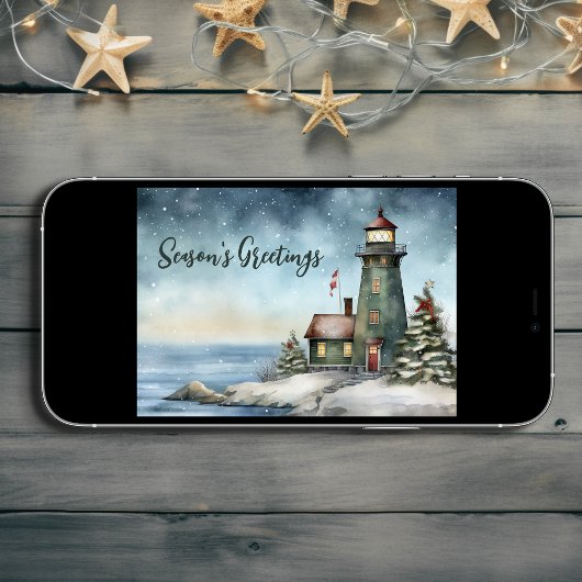 ウィンターライトハウスシーズンズグリーティングクリスマス シーズンカード