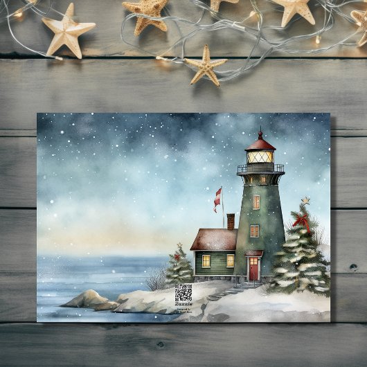 ウィンターライトハウスシーズンズグリーティングクリスマス シーズンカード