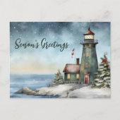 ウィンターライトハウスシーズンズグリーティングクリスマス シーズンポストカード (正面)