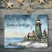 ウィンターライトハウスシーズンズグリーティングクリスマス シーズンポストカード