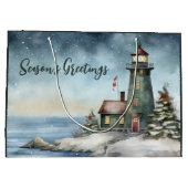 ウィンターライトハウスシーズンズグリーティングクリスマス ラージペーパーバッグ (裏面)
