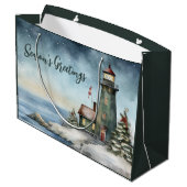 ウィンターライトハウスシーズンズグリーティングクリスマス ラージペーパーバッグ (裏面アングル)