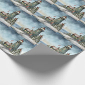 ウィンターライトハウス航海のビーチクリスマス ラッピングペーパー (角)