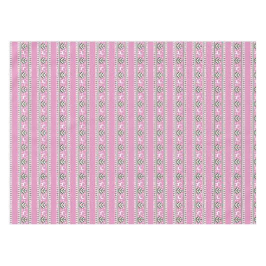 ウィンターライトピンクとホワイトクリスマスフェア島 テーブルクロス (正面(横))