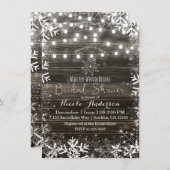 ウィンターライト&スノーフレーク素朴ブライダルシャワー 招待状 (正面/裏面)