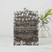 ウィンターライト&スノーフレーク素朴ベビーシャワー 招待状 (スタンド正面)