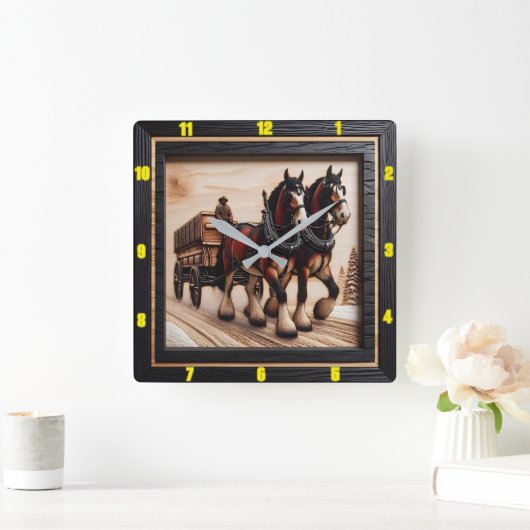 ウィンターライドベスポケチャードウッドクリデール スクエア壁時計 (ホーム)